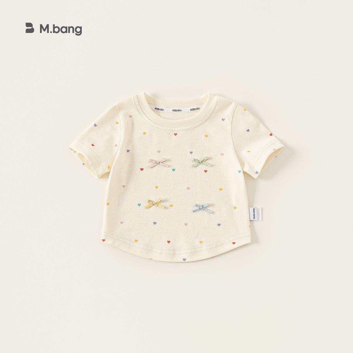 Children's Sweet Bow Top Polka Dot Round Neck Little Children's T-shirt