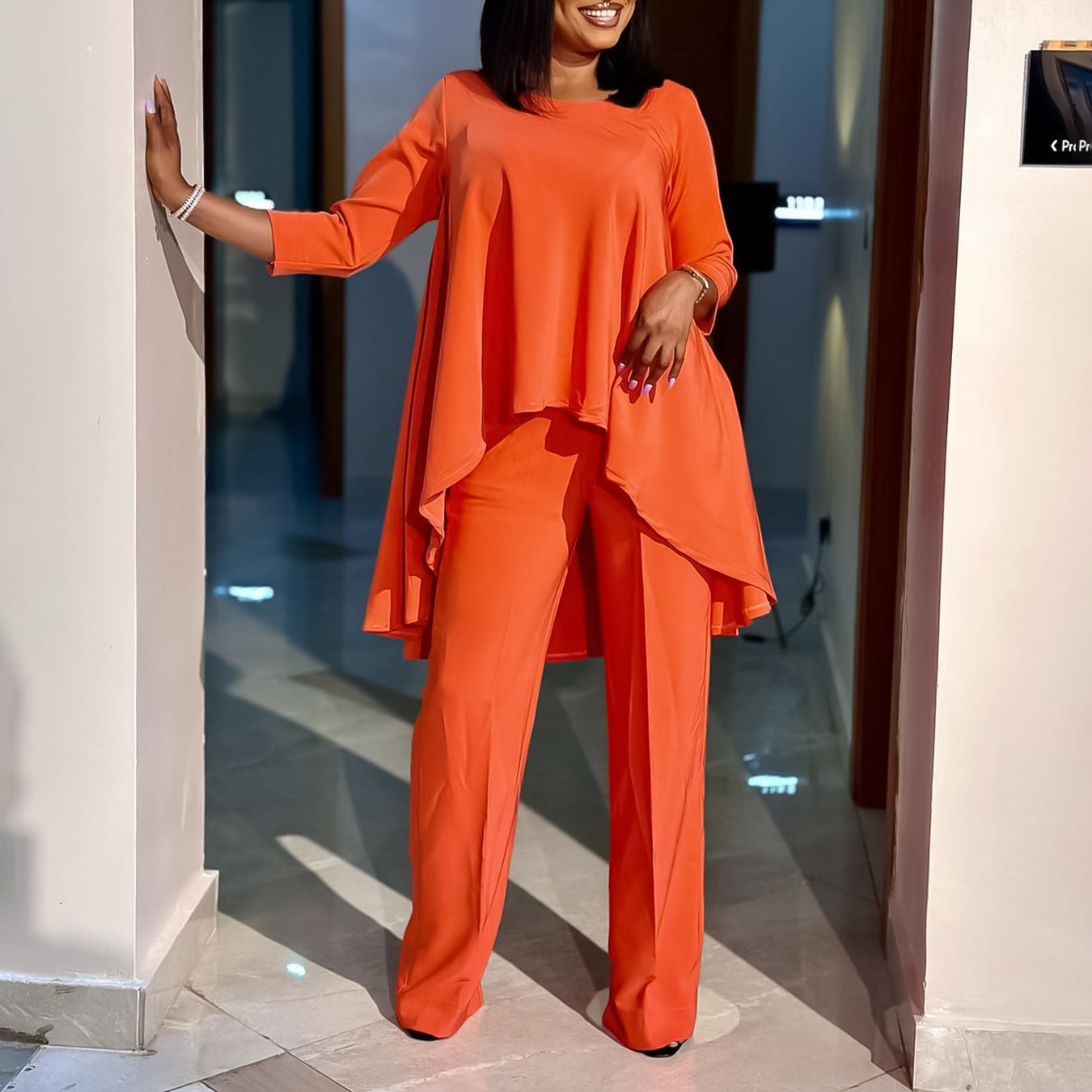 Women's Loose Irregular Elegant African Two Piece Fashion Casual Suit