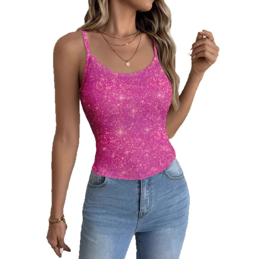Women's Summer Fashion Suspenders Pearl Shiny Sling Small Vest/suspenders/tube Top
