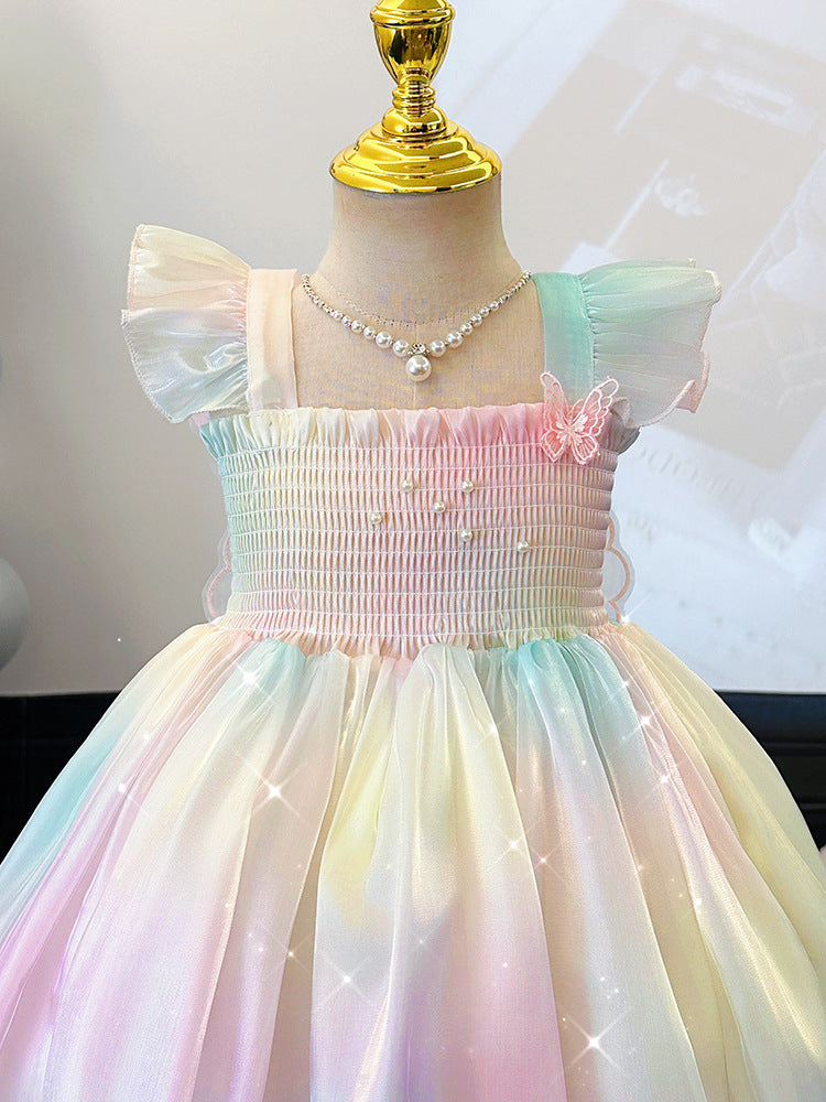 Wings Sling Flounced Sleeve Fashionable Stylish Princess Cute Performance Children's Dress