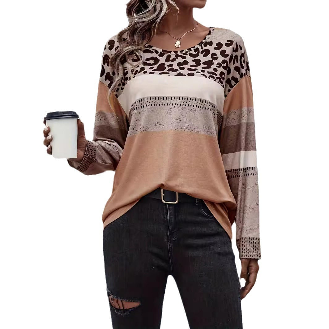 Women's Casual Round Neck Long Sleeve Large Size T-shirt