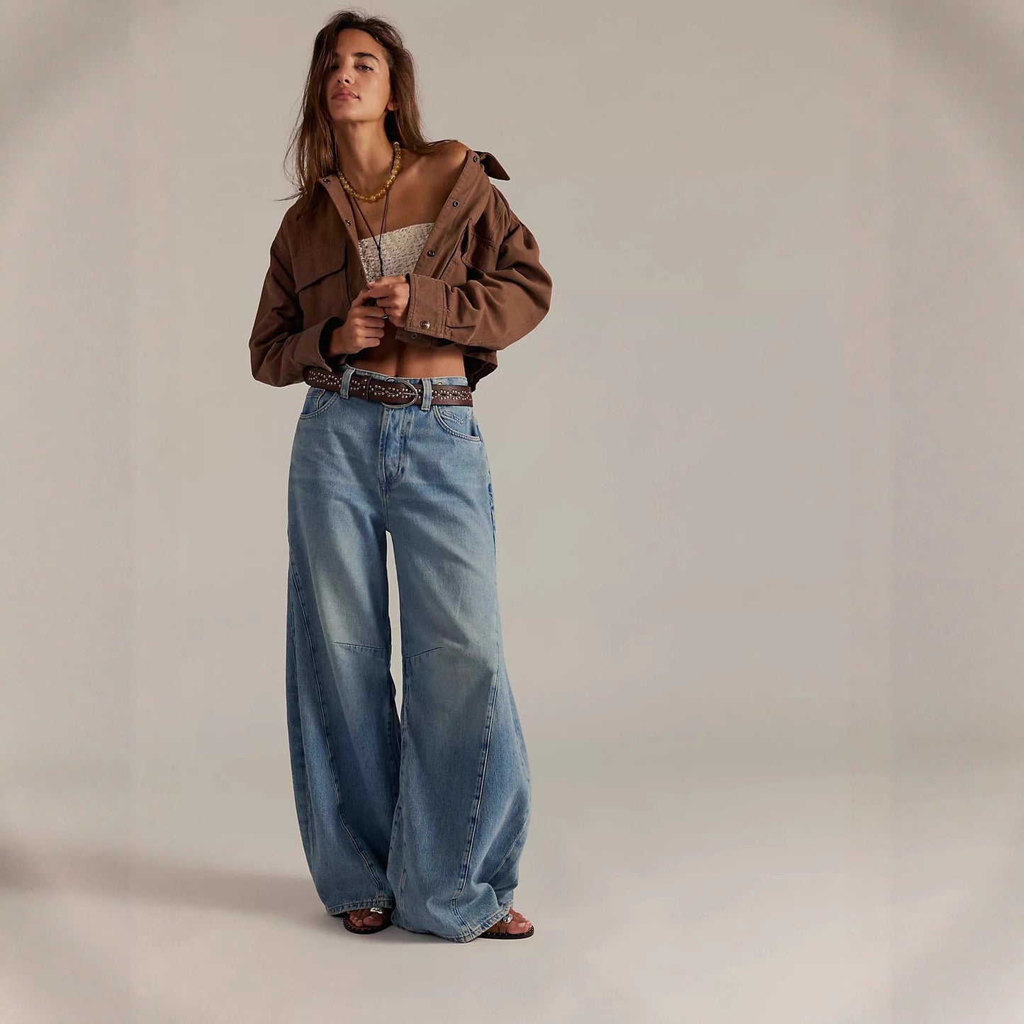 Women's Autumn Retro High Waist Wide Leg Women's Jeans