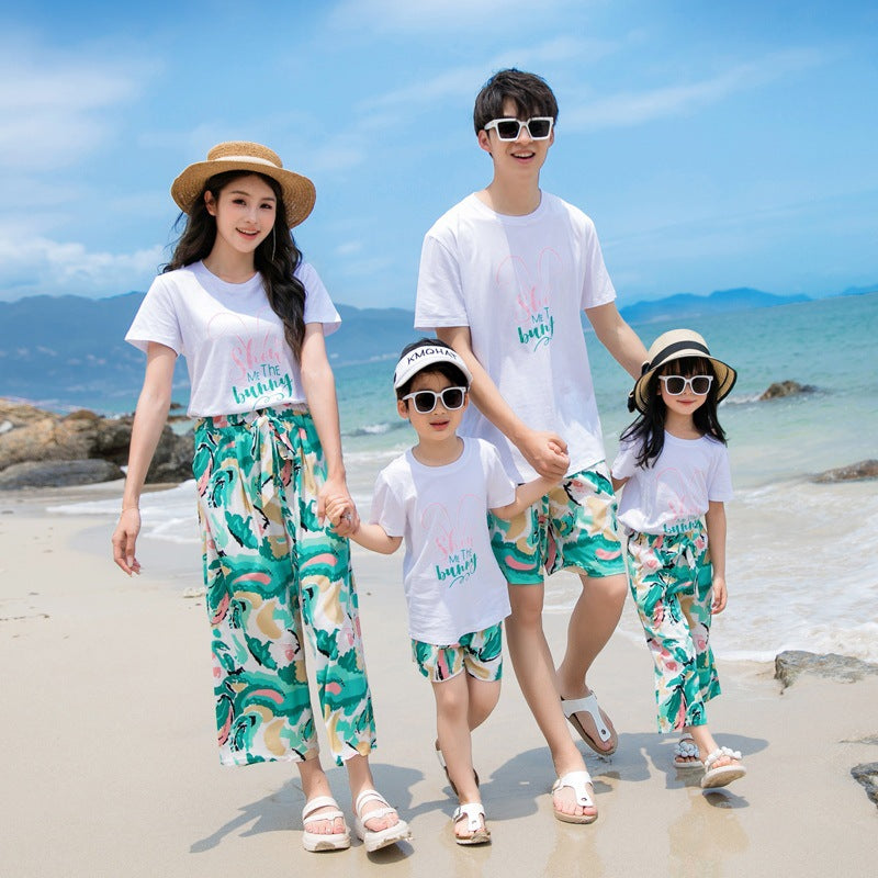 Seaside Wear Summer Family Of Three Four Clothes For The Parent-child Outfit