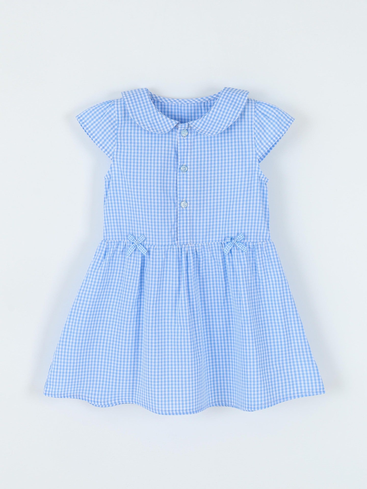 Style Lapel Lace Bow Short Sleeve Woven Cotton Summer Children's Dress