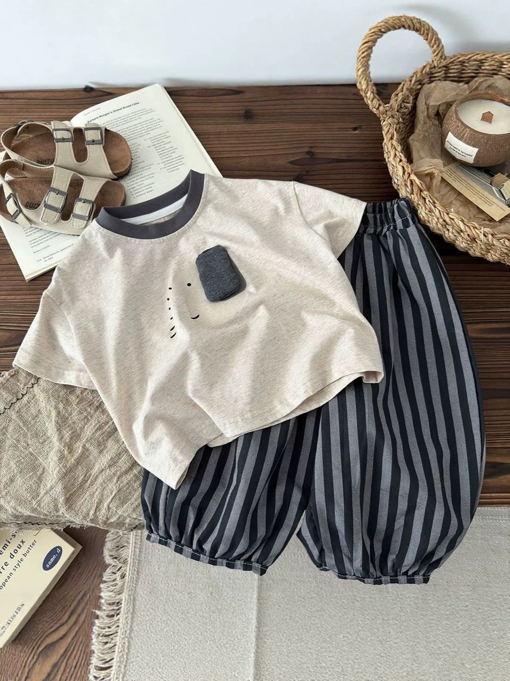 Children's Summer Short Sleeve T-shirt Western Style Children's Suit