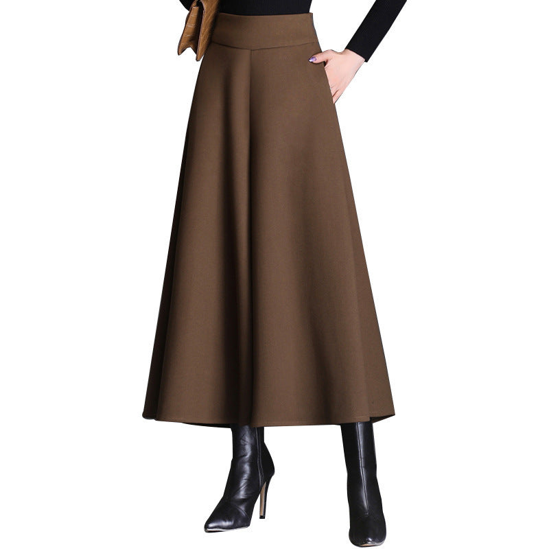 Women's Woolen High Waist Cropped Large Loose Wide Leg Casual Pants