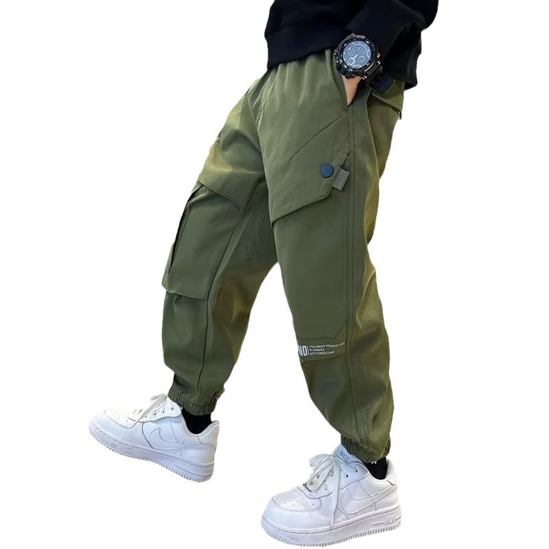 Children's Overalls Teens Boyish Look Spring Clothing Fried Street Casual Children's Pants