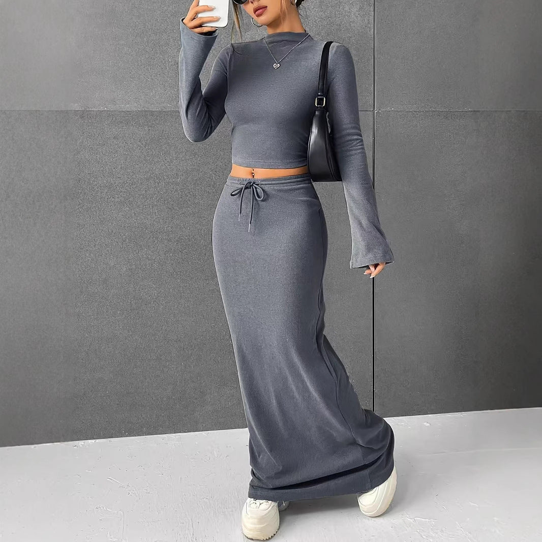 Women's Solid Color Long Sleeve Slim Base Suits