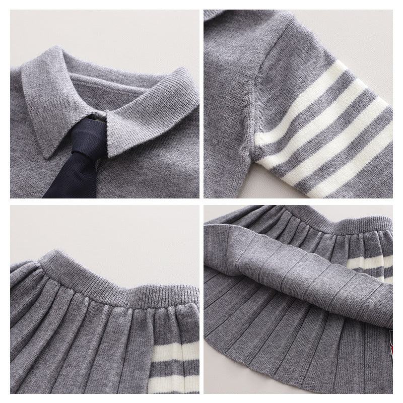 Children's Sweater College Style Two-piece Set Skirt Children's Suit