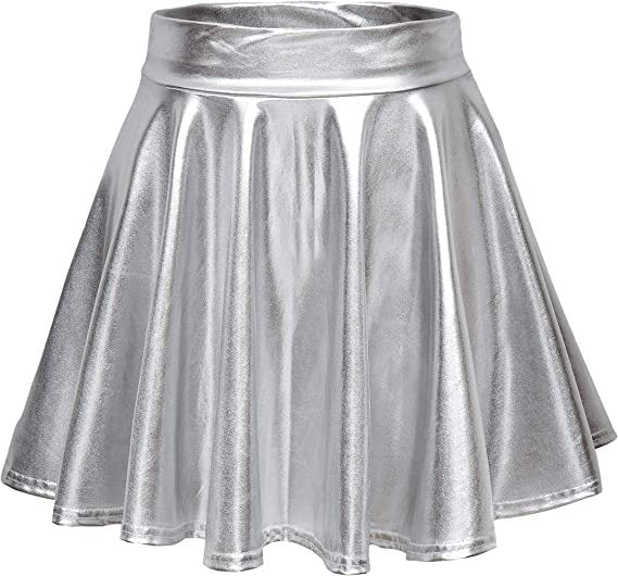 Sexy Performance Stage Leather Glossy Pleated A- Skirt