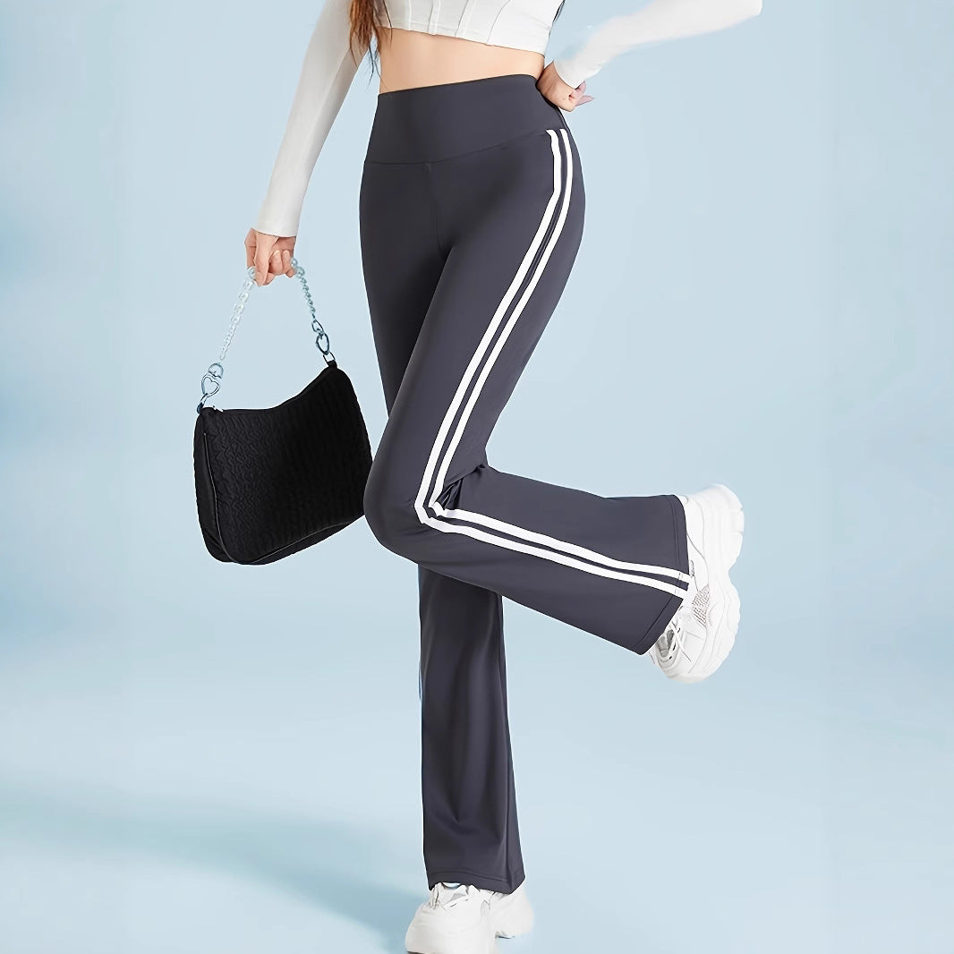 Side Double White Stripe High Waist Slimming American Casual Pants
