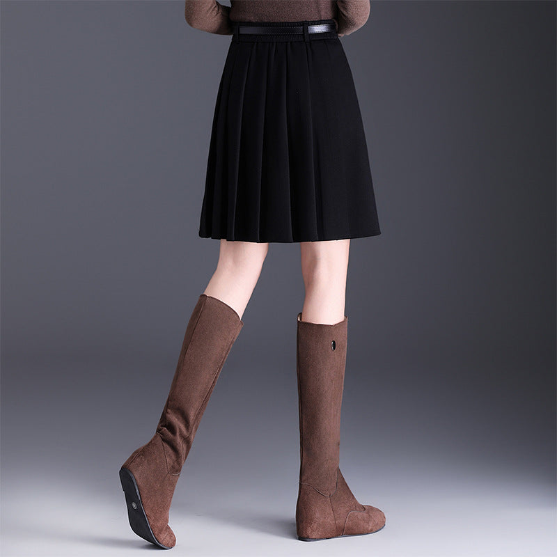 Women's High Waist Pleated A- Line Korean Skirt