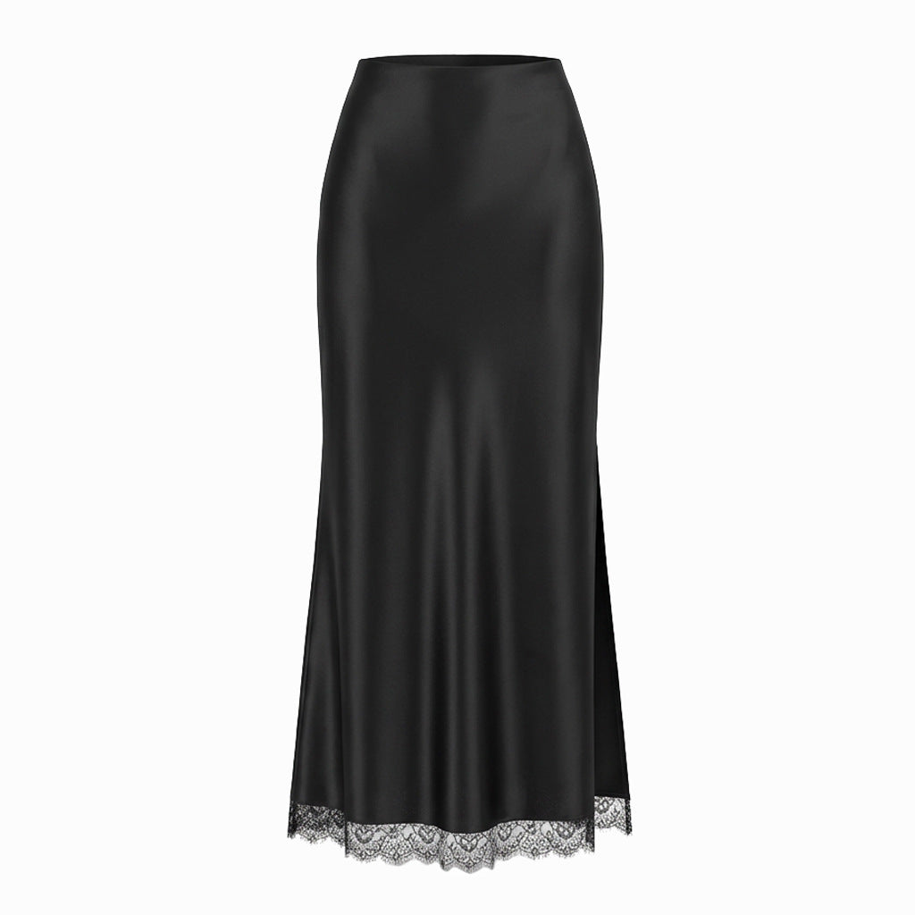 Women's Lace Split High Waist Elastic Sexy Sheath Skirt