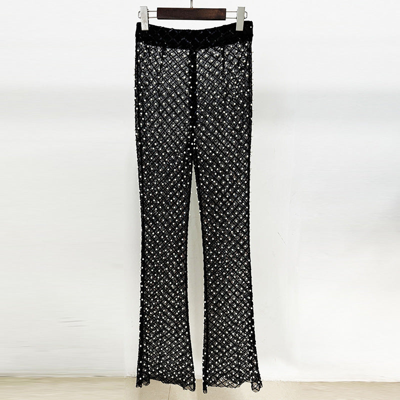 Early Spring Beaded Three-dimensional Flower Pearl Fashion Casual Suit