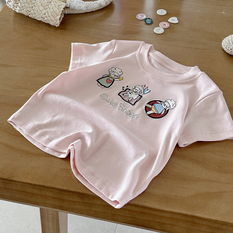 Children's Xie Summer Versatile Real Wear Clothing Cartoon Ice Children's T-shirt