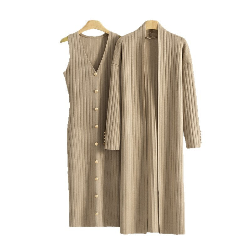 Women's Style Long Knitted Elegant Dress Two-piece Suits