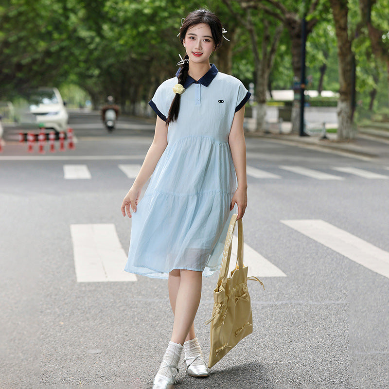School Summer Thin Medium Large Size Loose Skirt Mid-length College Children's Dress