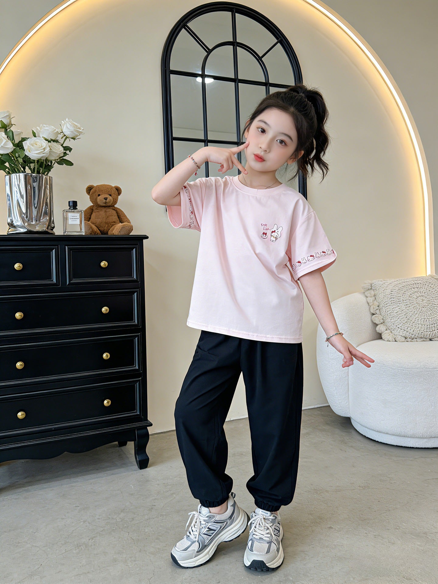 Yellow Duck Summer Short Sleeve Middle Big Cartoon Round Neck Children's T-shirt