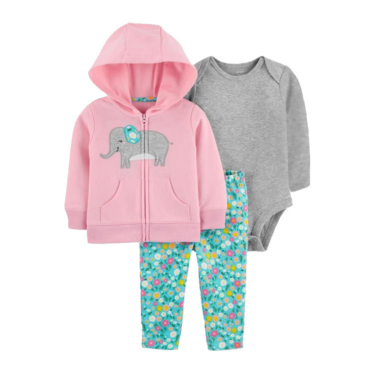 Women's & Men's Clothing Sweater Jacket Hooded Long-sleeved Romper Three-piece Children's Suit