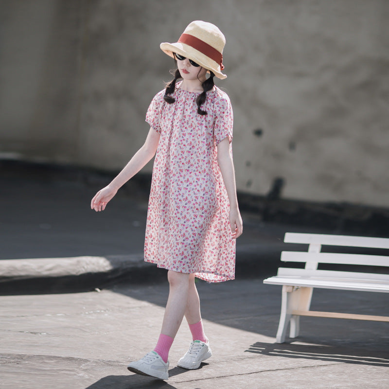 Children's Skirt Korean Style Loose Western Cotton Small Floral Children's Dress