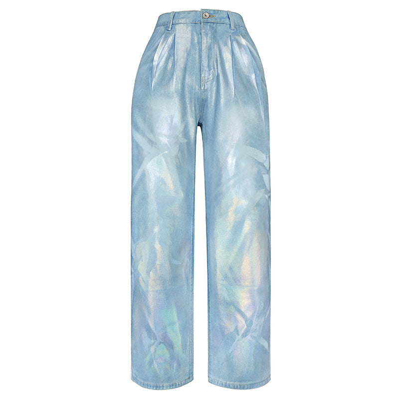 Hot Sier Craft Washed Light Color Loose Personality Street Pants