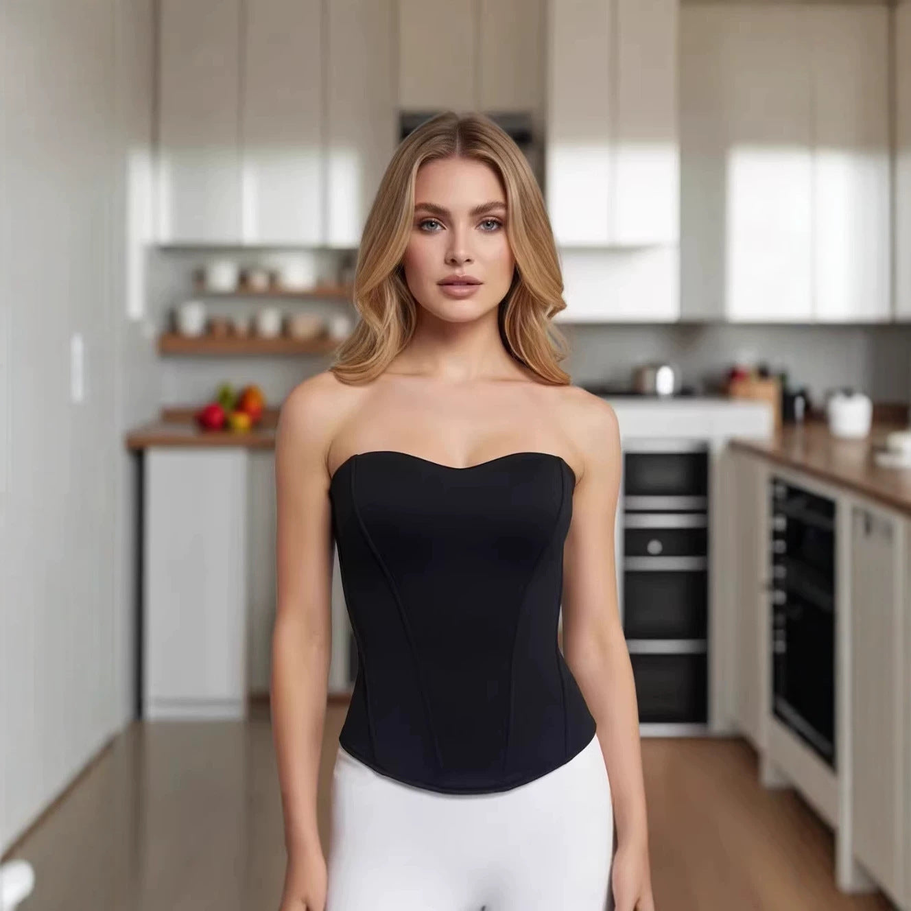 Women's Sexy Long-sleeved Hot Tube Outer Wear Slim Strapless With Chest Tops