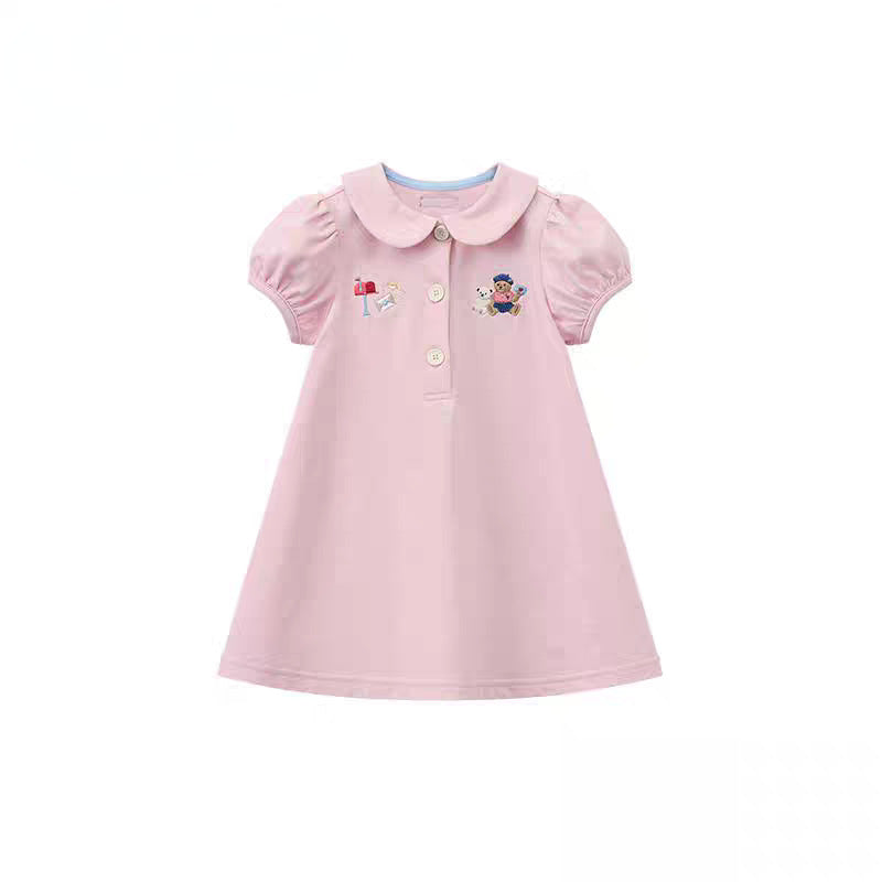 Cotton Korean Style Little Bear Knitted Breathable Beaded Children's Dress
