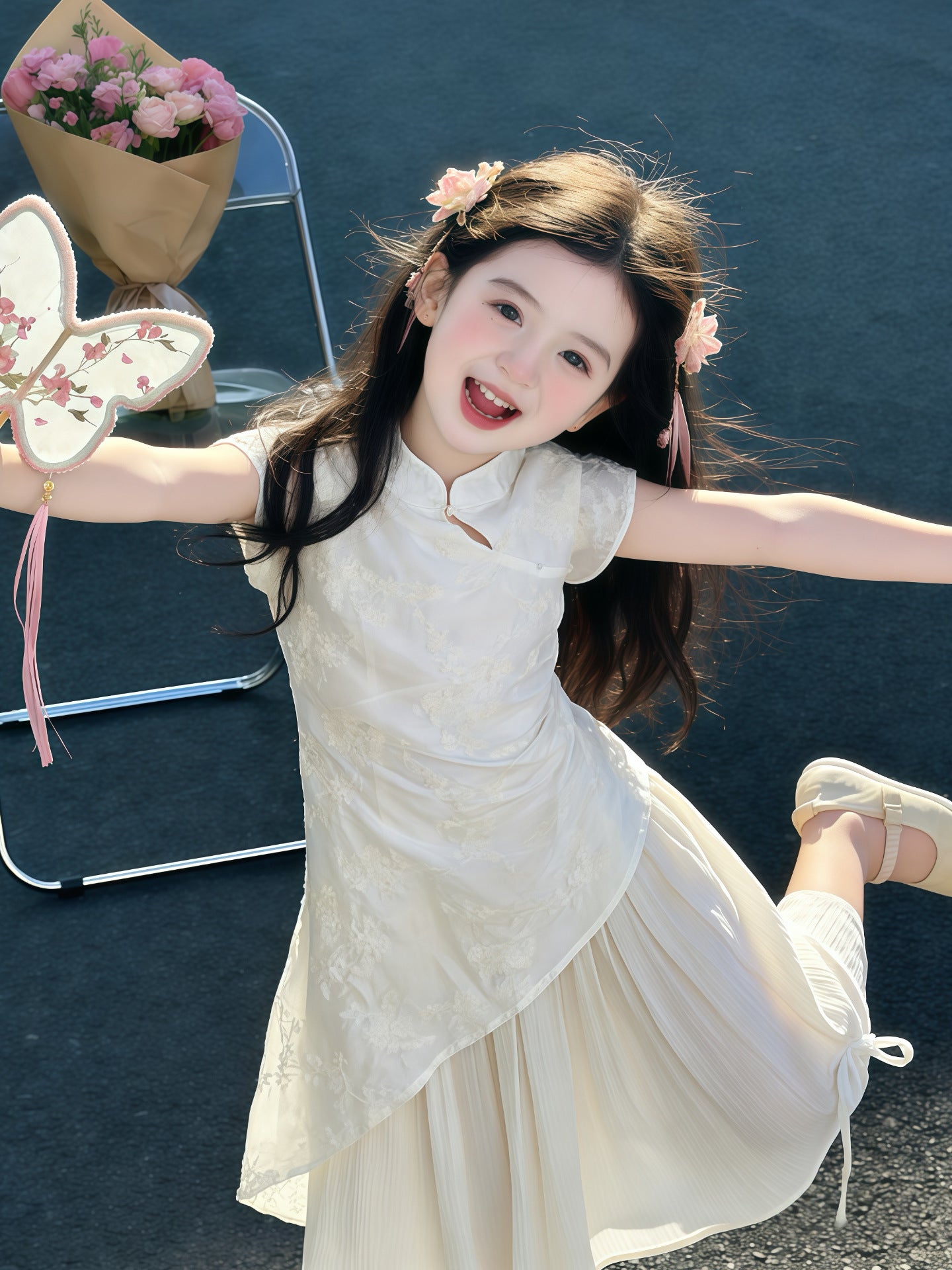 Chinese Style Summer Big Super Beautiful National Children's Dress