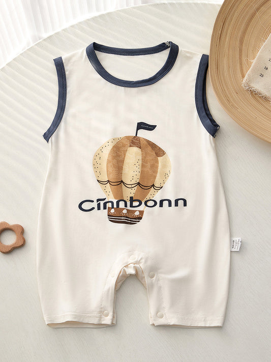 Vest Jumpsuit Summer Thin Modal Rompers Crawling Born Clothes Jumpsuit, Climbing Suit