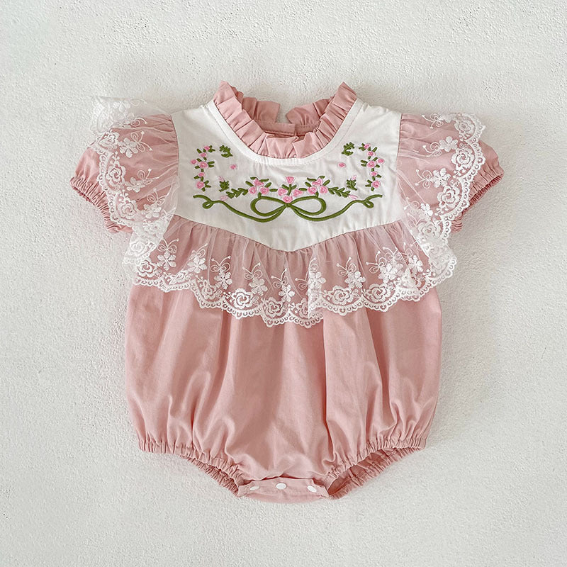 Children's Summer Embroidered Lace Skirt Romper Sisters Children's Dress