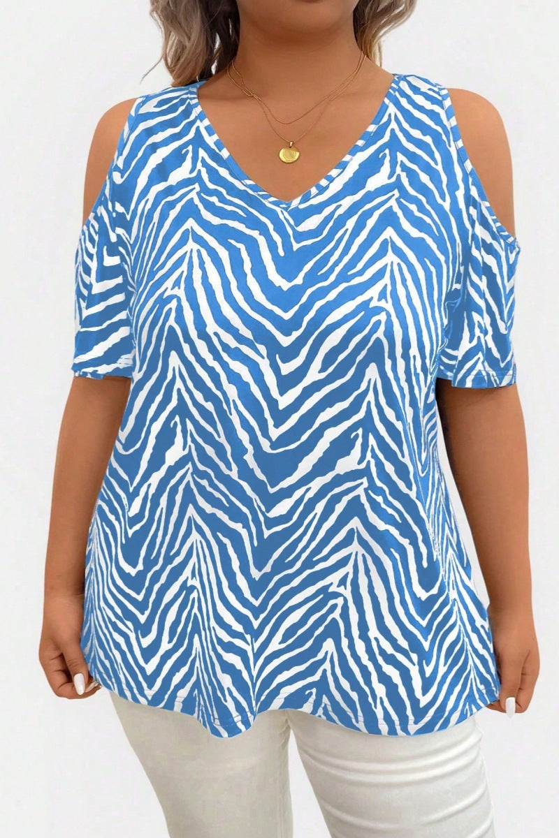 Women's Summer Shoulder Hollow Out Casual Comfortable Travel Large Size T-shirt