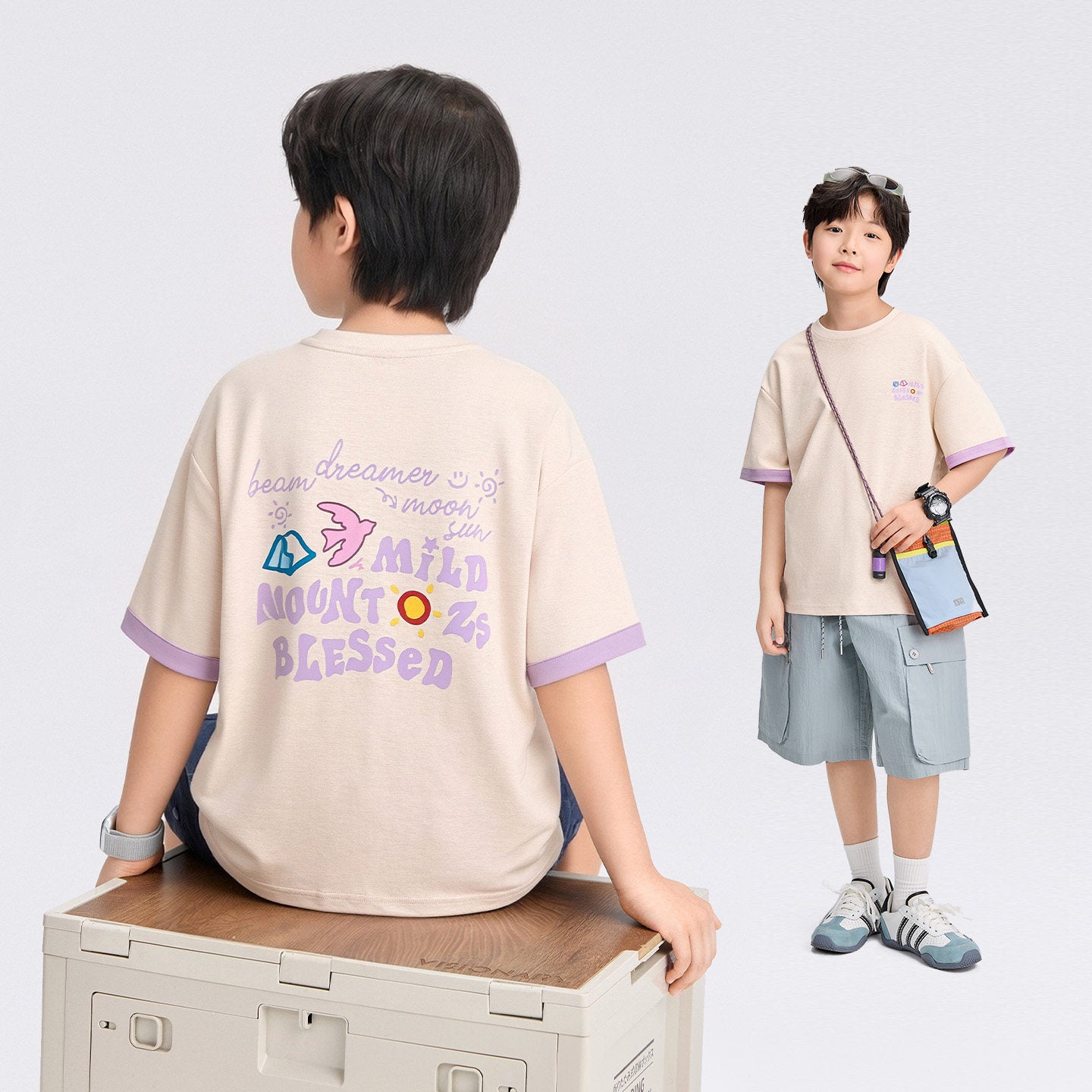 Children's Contrast Color Boy Teen Summer Half Children's T-shirt