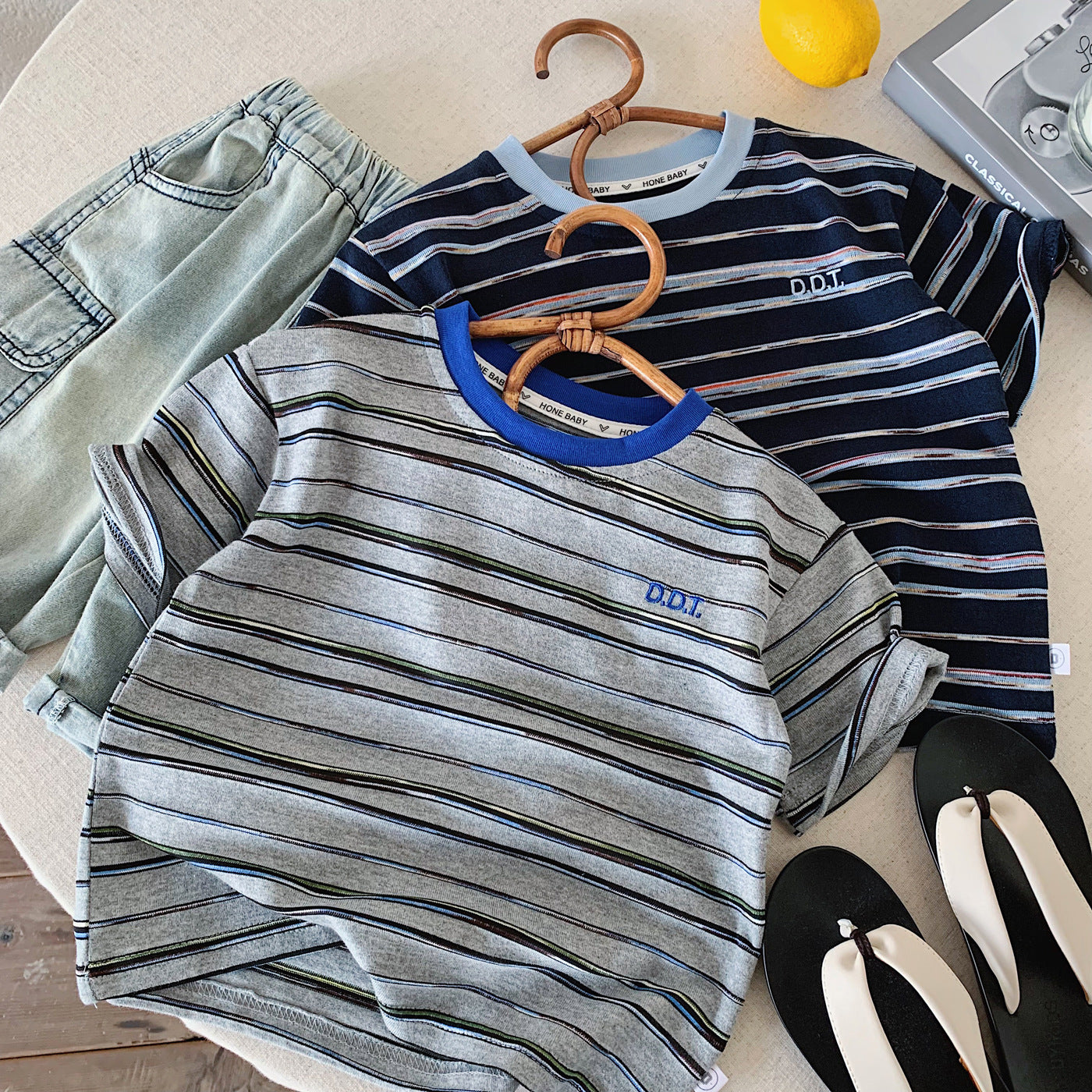 Children's Summer Color Stripes Casual Soft Cool Children's T-shirt