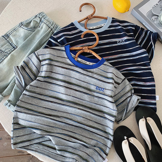 Children's Summer Color Stripes Casual Soft Cool Children's T-shirt