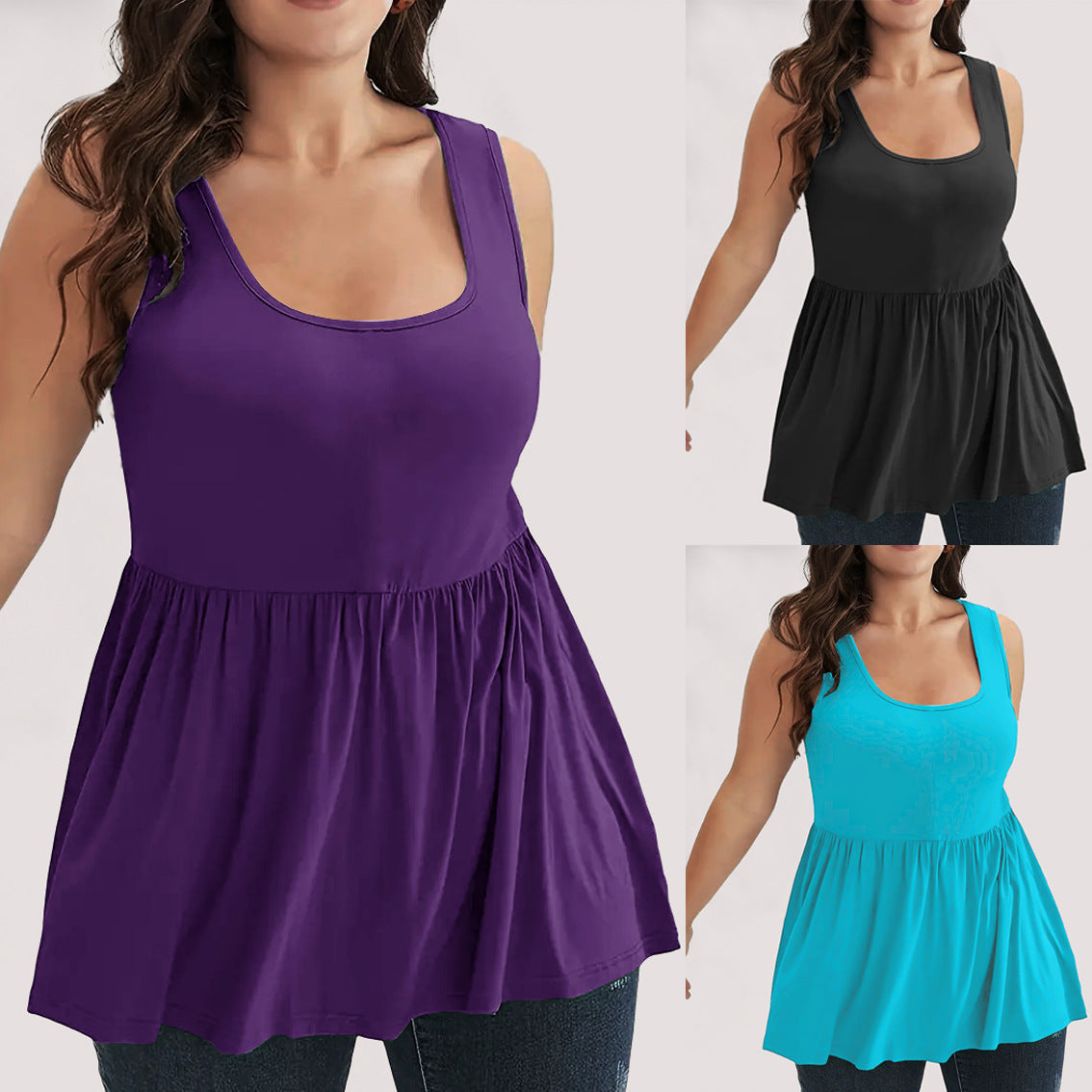 Women's Casual Solid Color Stitching Sleeveless Tops
