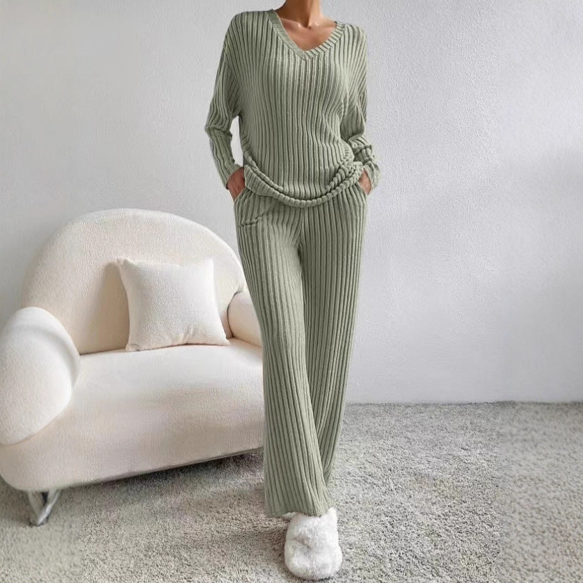 Two-piece Straight Loose Temperament Sunken Stripe Fashion Casual Suit