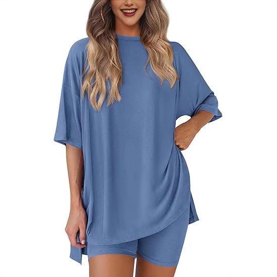 Women's Summer Set Solid Color Loose Pajamas Fashion Casual Suit