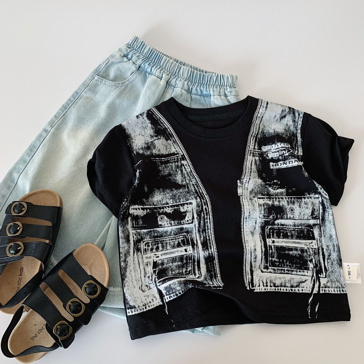 Children's Short-sleeved Summer Handsome Print Fake Two-piece Class Children's T-shirt