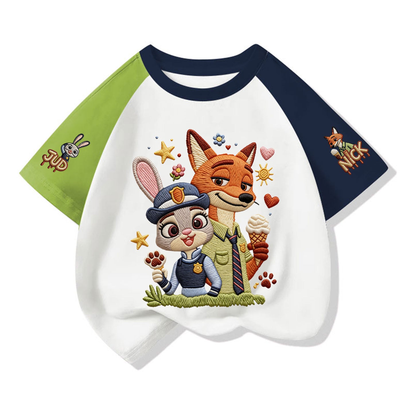 Joint Name Cotton Short Sleeve Imitation Embroidered Printed Children's T-shirt