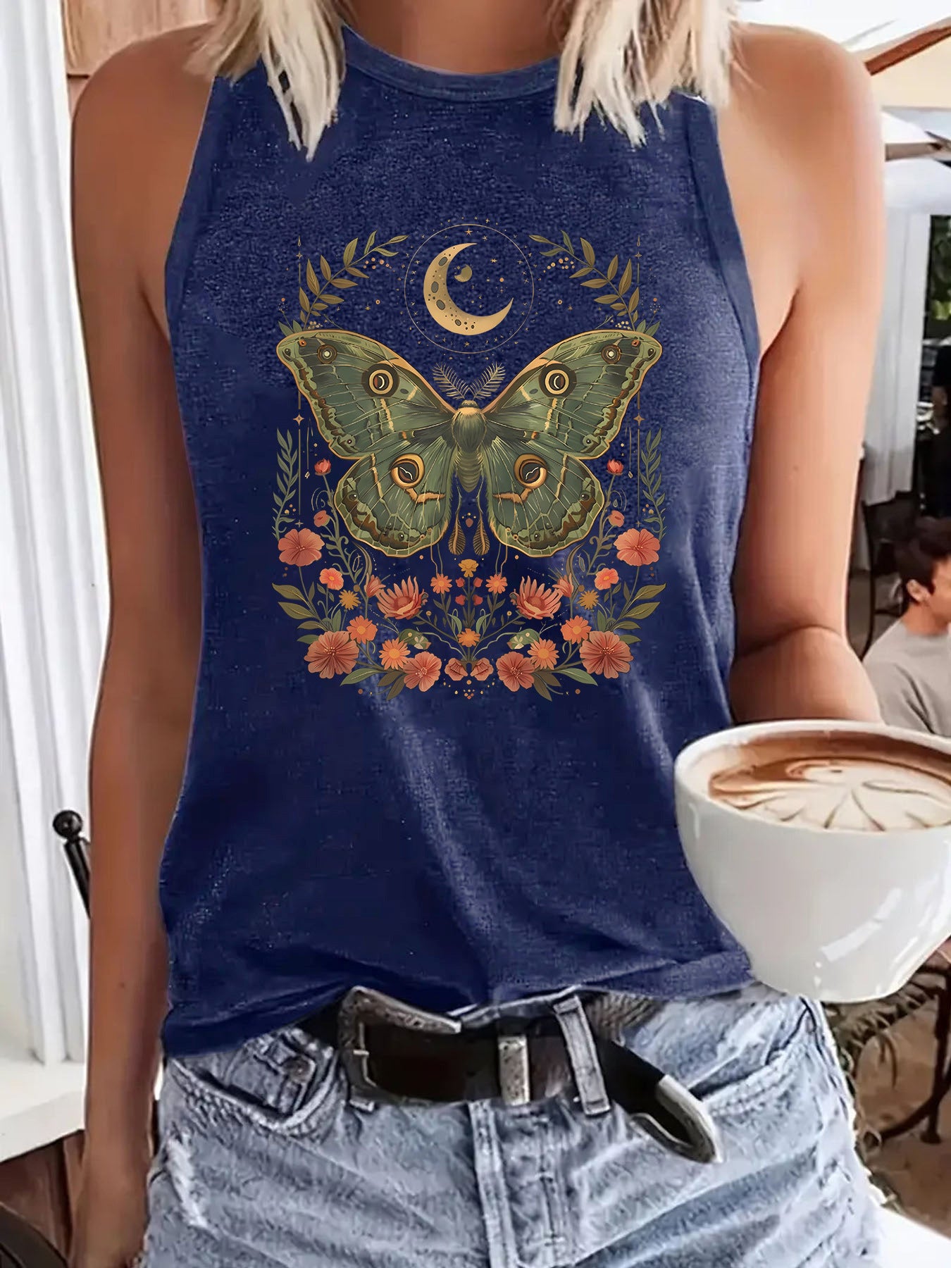 Vintage Plant Forest Print Female Versatile Comfortable Tops