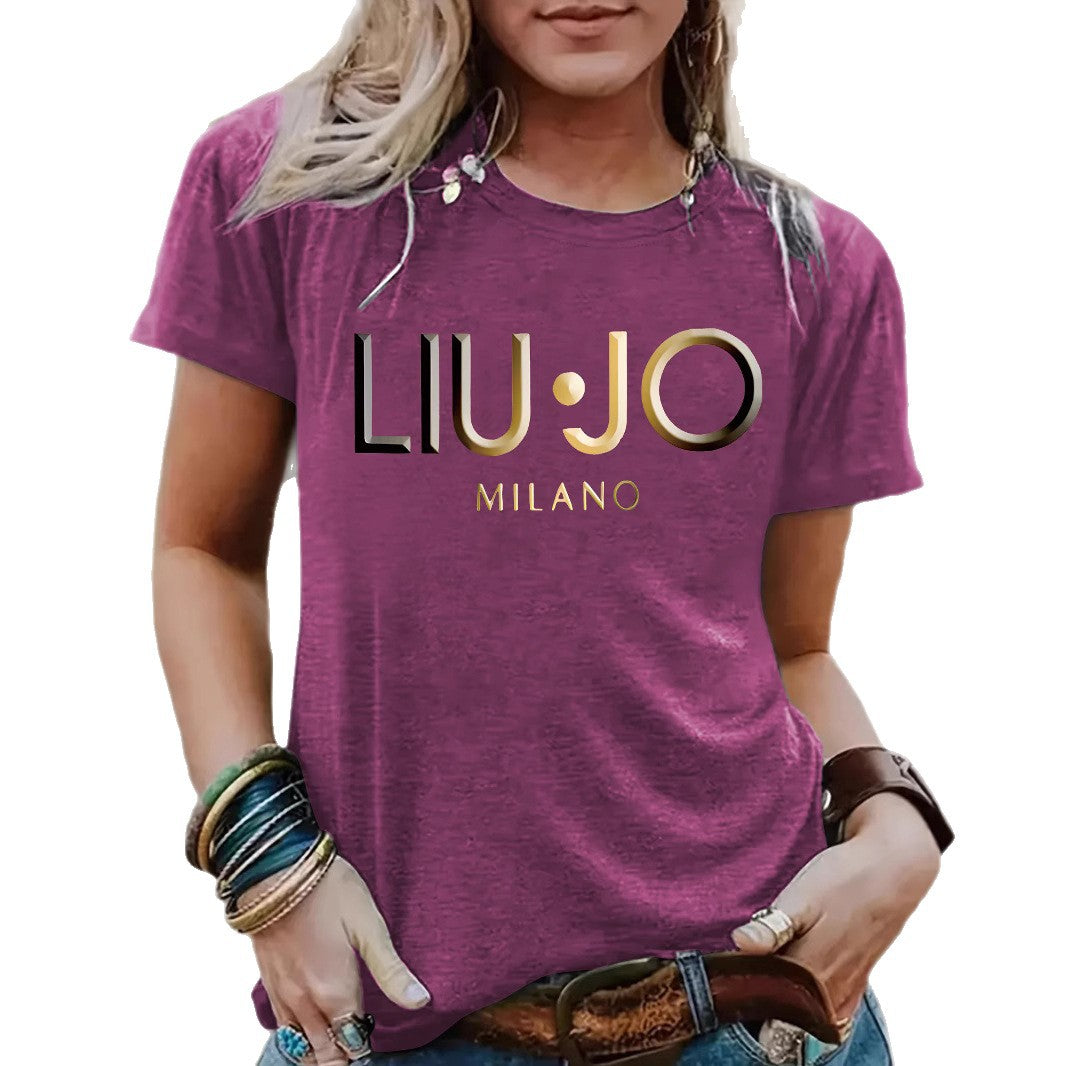 Women's Short-sleeved Slogan Fashion Loose Casual Round Women's T-shirt