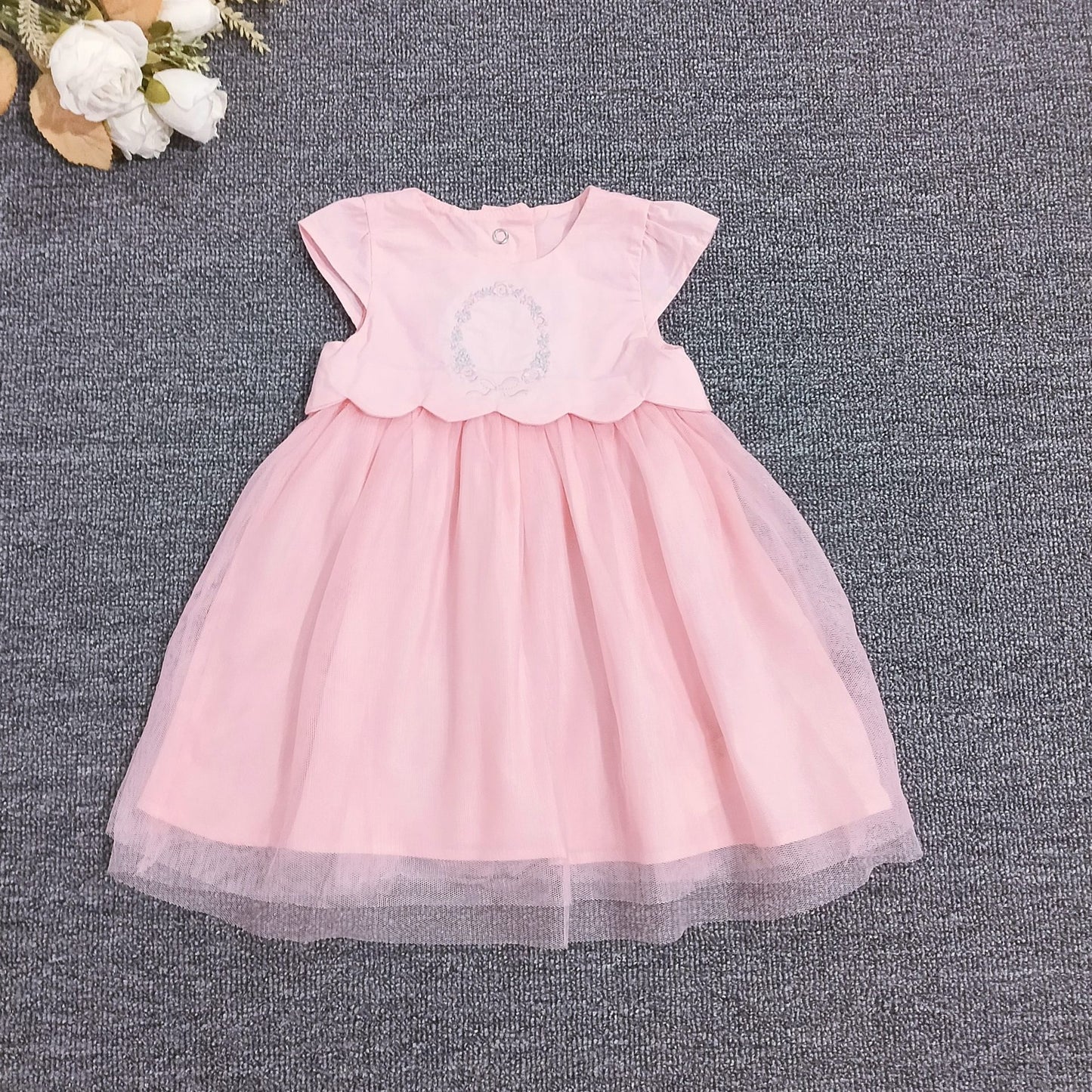 Original Pink Mesh Short-sleeved Summer Princess Children's Dress