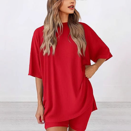 Women's Summer Set Solid Color Loose Pajamas Fashion Casual Suit