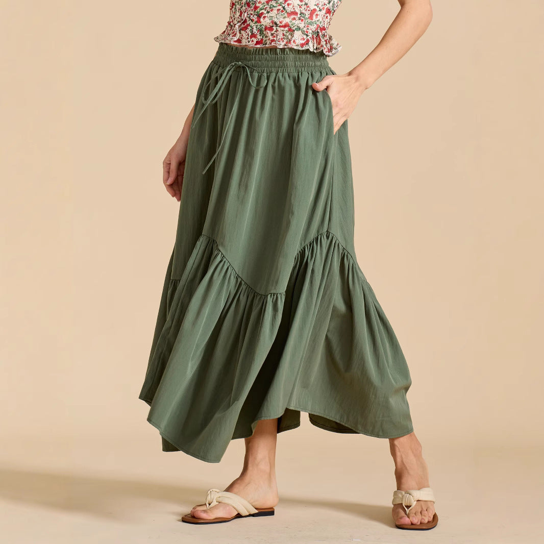 Women's Wave Adjustable High Waist Elastic Large Swing Retro Skirts