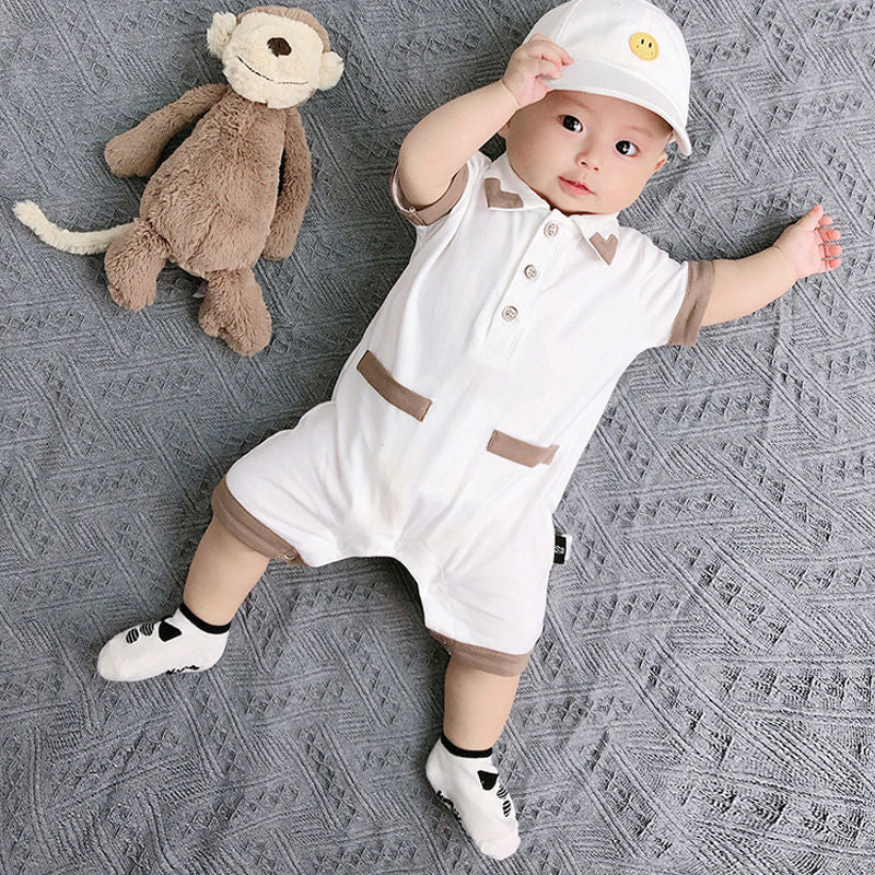 Jumpsuit Baseball Uniform Male Female Cotton Half Sleeve Romper Pullover Jumpsuit, Climbing Suit