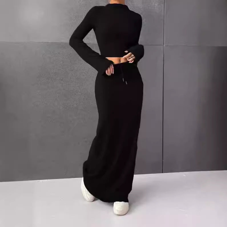 Elegant Women's Solid Color Long-sleeved Two-piece Fashion Casual Suit