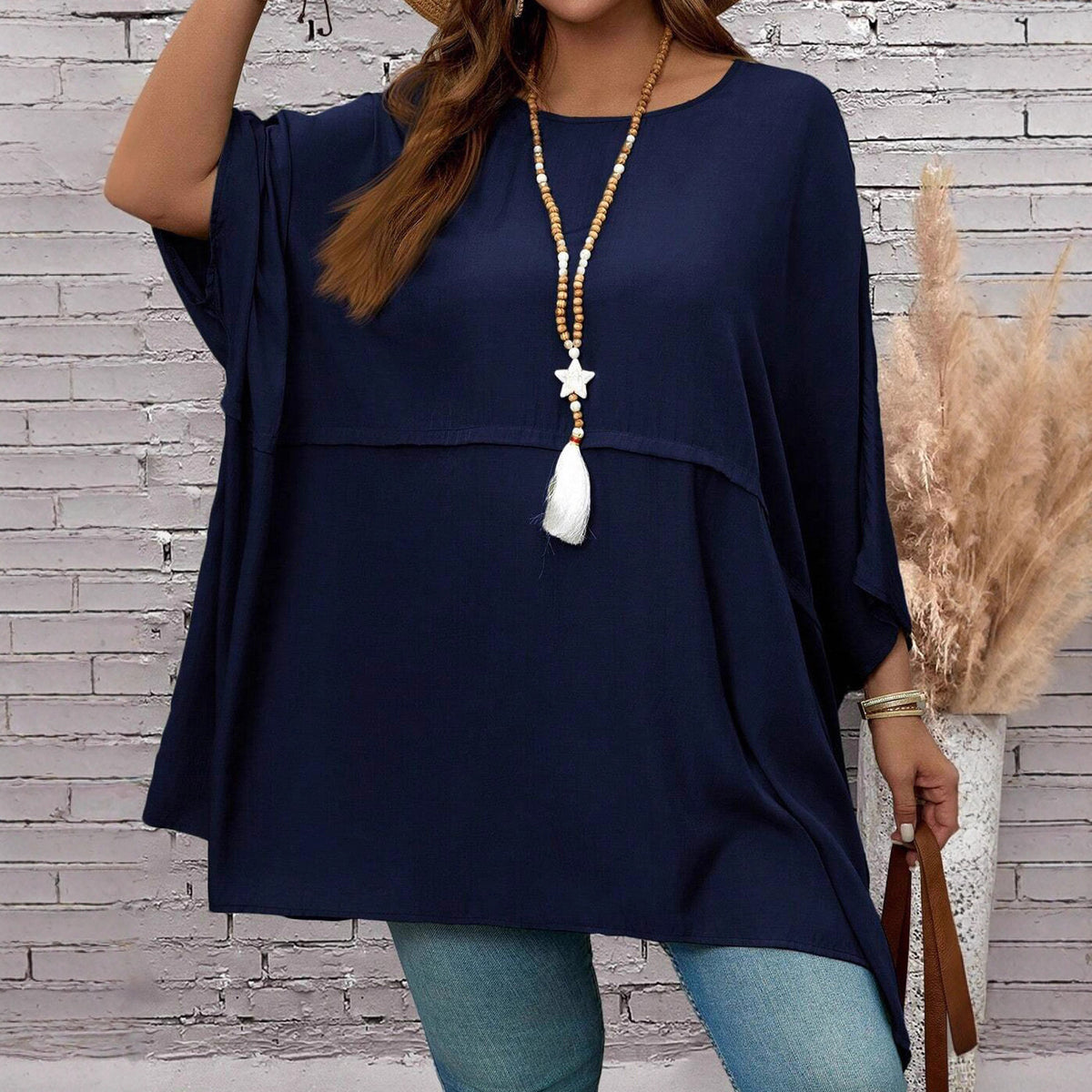 Elegant Women's Loose Round Neck Batman Large Size T-shirt