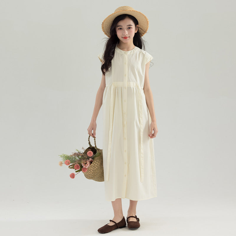 Children's Western Style Slip Summer Clothing Medium Large Wear Single-breasted Children's Dress