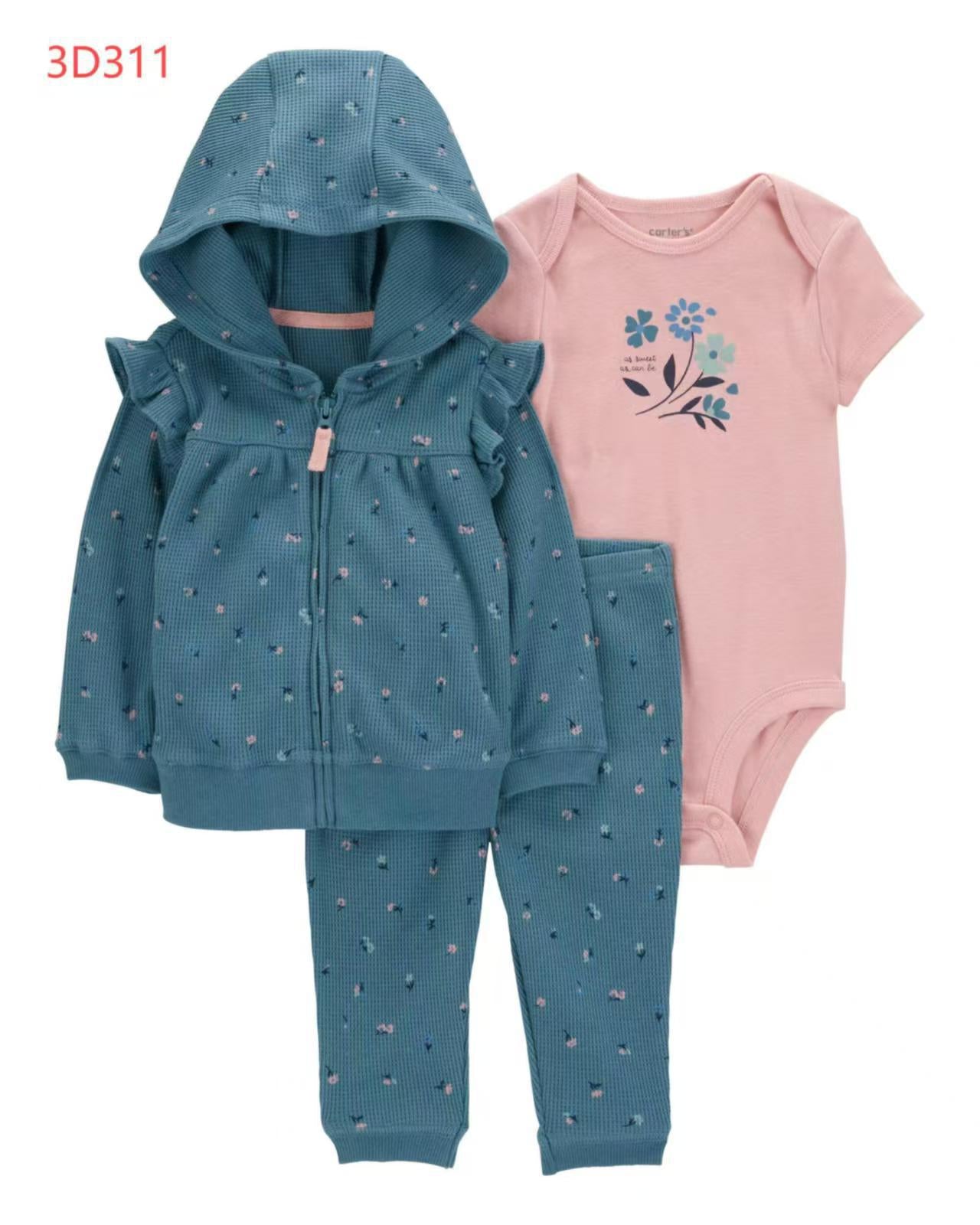 Women's & Men's Clothing Sweater Jacket Hooded Long-sleeved Romper Three-piece Children's Suit