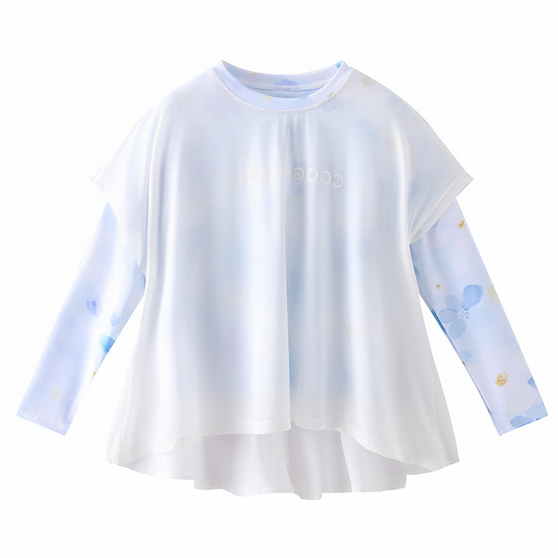 Children's Fake Two-piece Fairy Clothes Spring Class Loose Children's T-shirt